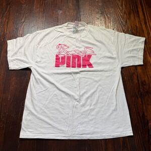 Vintage Pink Panther Graphic T Shirt Women XL White Pink Glitter 2004 Delta Tee